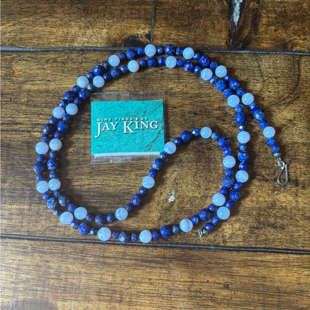 Mine Finds by Jay King Lapis Lazuli Blue Lace Agate 36” Beaded Necklace (P)